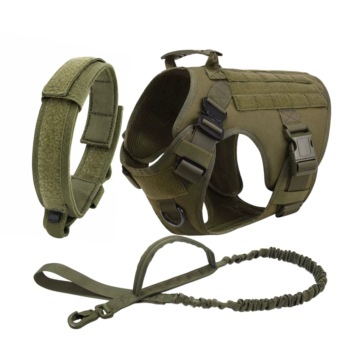 Harnais Tactique Grand Chien avec Laisse et Collier – Pochettes Molle, Berger Allemand et Grandes Races