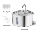 Fontaine à Eau Automatique pour Chat 2,2L – Distributeur d'Eau Carré en Acier Inoxydable avec Fenêtre pour Chien et Chat (Sans Prise 5V 1A)