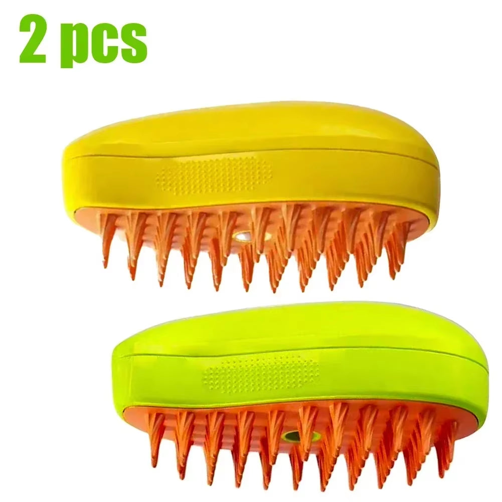 Brosse vapeur 3 en 1 pour animaux de compagnie (1 à 2 pièces) : massage, brossage à la vapeur, spray beauté, démêlage et élimination des poils morts, peigne de toilettage pour chats et chiens