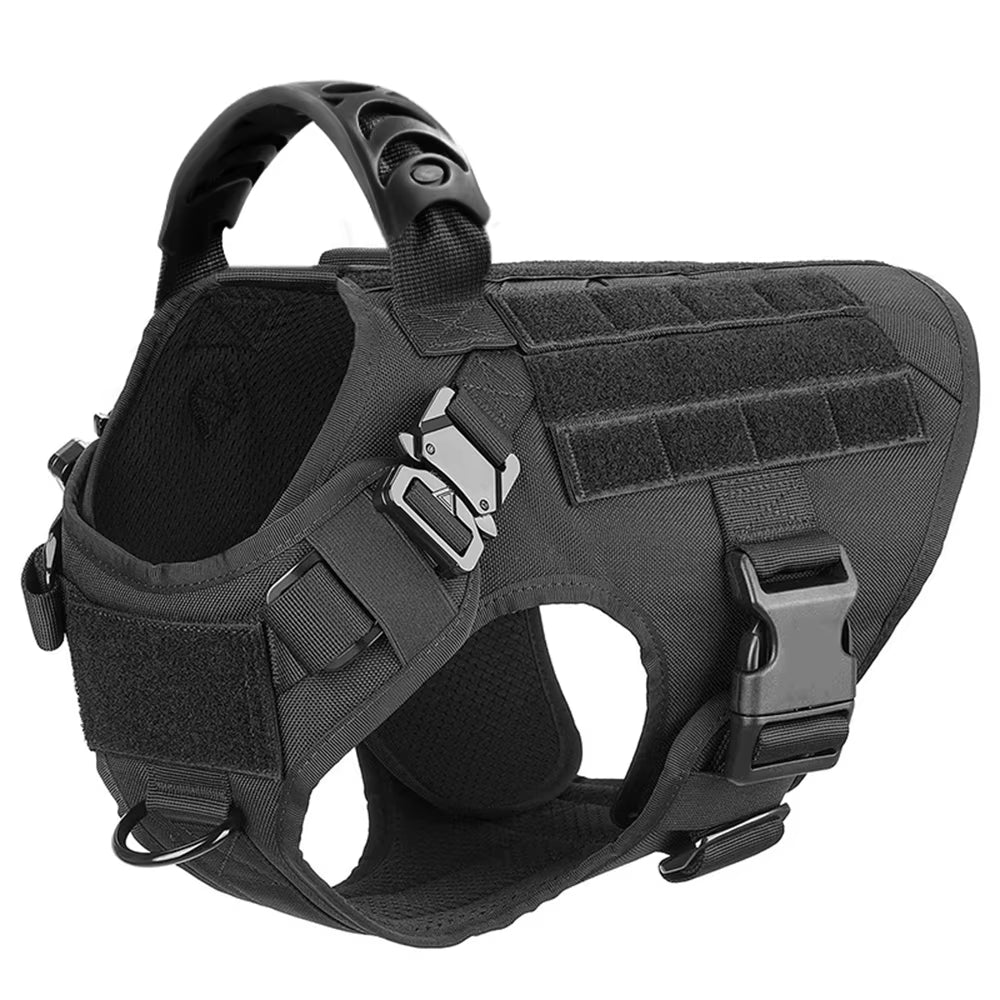 Harnais Tactique Grand Chien avec Laisse et Collier – Pochettes Molle, Berger Allemand et Grandes Races
