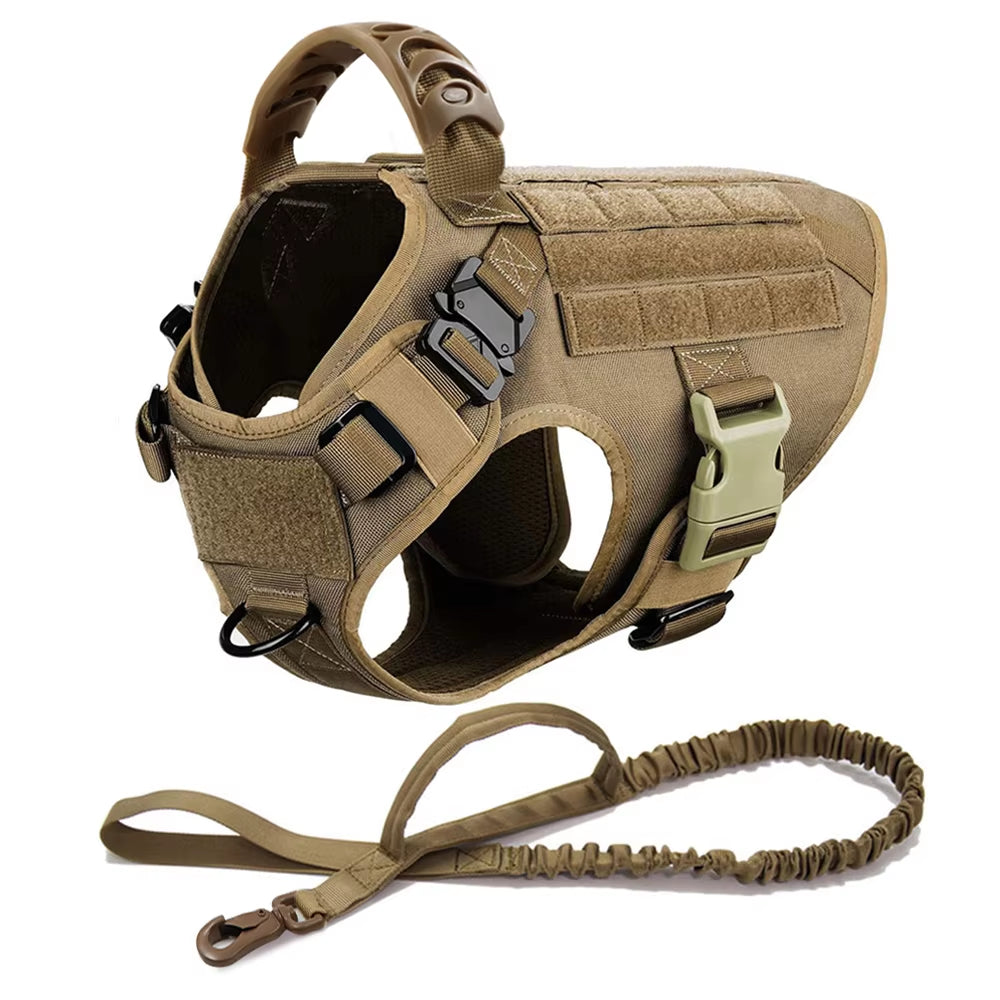 Harnais Tactique Grand Chien avec Laisse et Collier – Pochettes Molle, Berger Allemand et Grandes Races