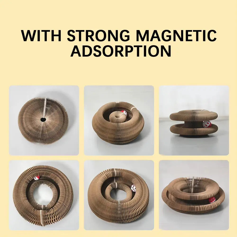 Jeu à griffer accordéon pour chat, carton ondulé pliable, amusant & relaxant