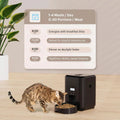 Distributeur automatique de croquettes pour chat avec programmation de 1 à 4 repas quotidiens et jusqu'à 40 portions par repas. Conçu pour assurer une alimentation précise, régulière et adaptée aux besoins de votre chat, même en votre absence.