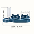 Dimensions gamelle bleu marine chat double avec fontaine à eau - 39cm de long x 20cm de hauteur, 12,8 cm de largeur de bol.