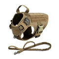 Harnais tactique chien kaki - coloris disponible avec laisse extensible incluse