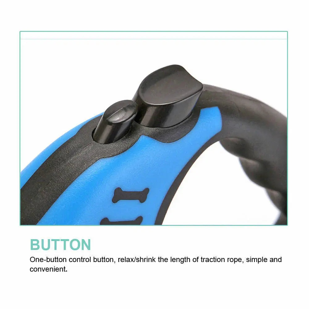 Système de blocage à bouton unique - laisse chien rétractable ergonomique