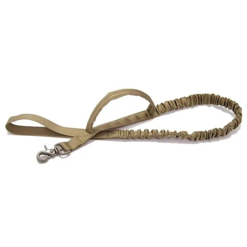 Laisse tactique extensible kaki pour chien avec mousqueton métallique 