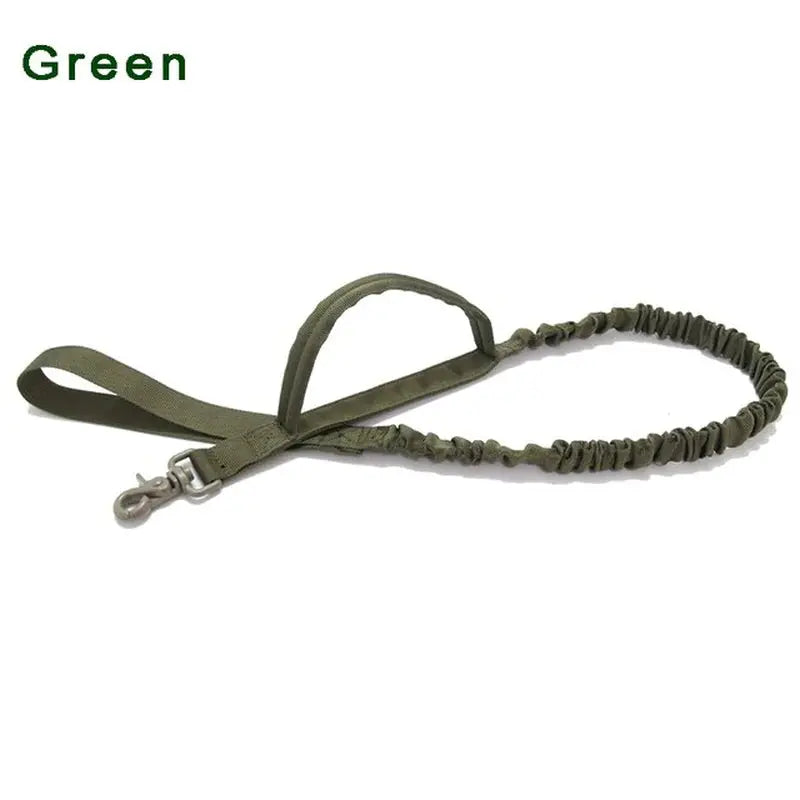 Laisse tactique extensible vert pour chien avec mousqueton métallique 