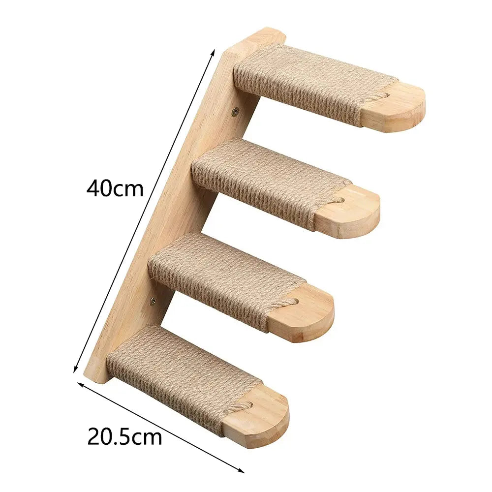 Escalier mural en bois massif pour chats actifs et curieux