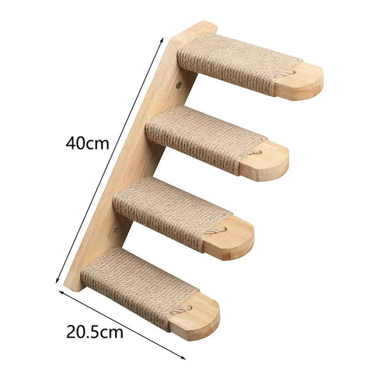 Escalier mural en bois massif pour chats actifs et curieux