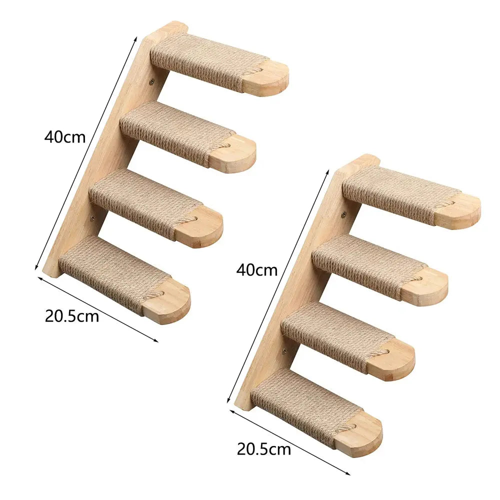 Escalier mural en bois massif pour chats actifs et curieux
