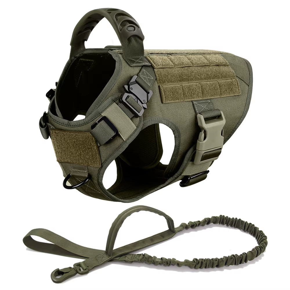 Harnais Tactique Grand Chien avec Laisse et Collier – Pochettes Molle, Berger Allemand et Grandes Races