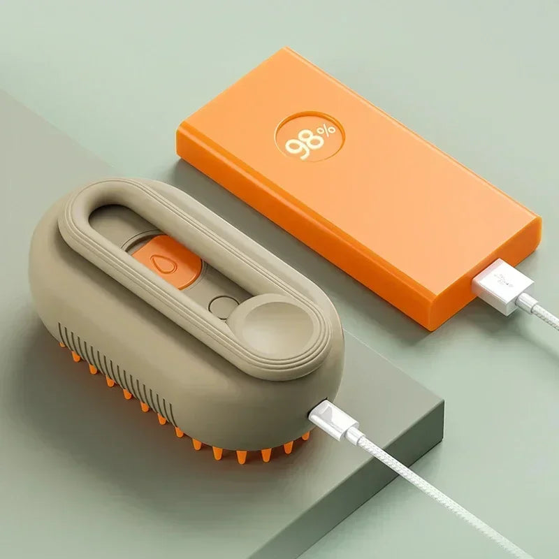 Brosse vapeur 3 en 1 pour animaux de compagnie (1 à 2 pièces) : massage, brossage à la vapeur, spray beauté, démêlage et élimination des poils morts, peigne de toilettage pour chats et chiens