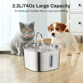 Fontaine à Eau Automatique pour Chat 2,2L – Distributeur d'Eau Carré en Acier Inoxydable avec Fenêtre pour Chien et Chat (Sans Prise 5V 1A)