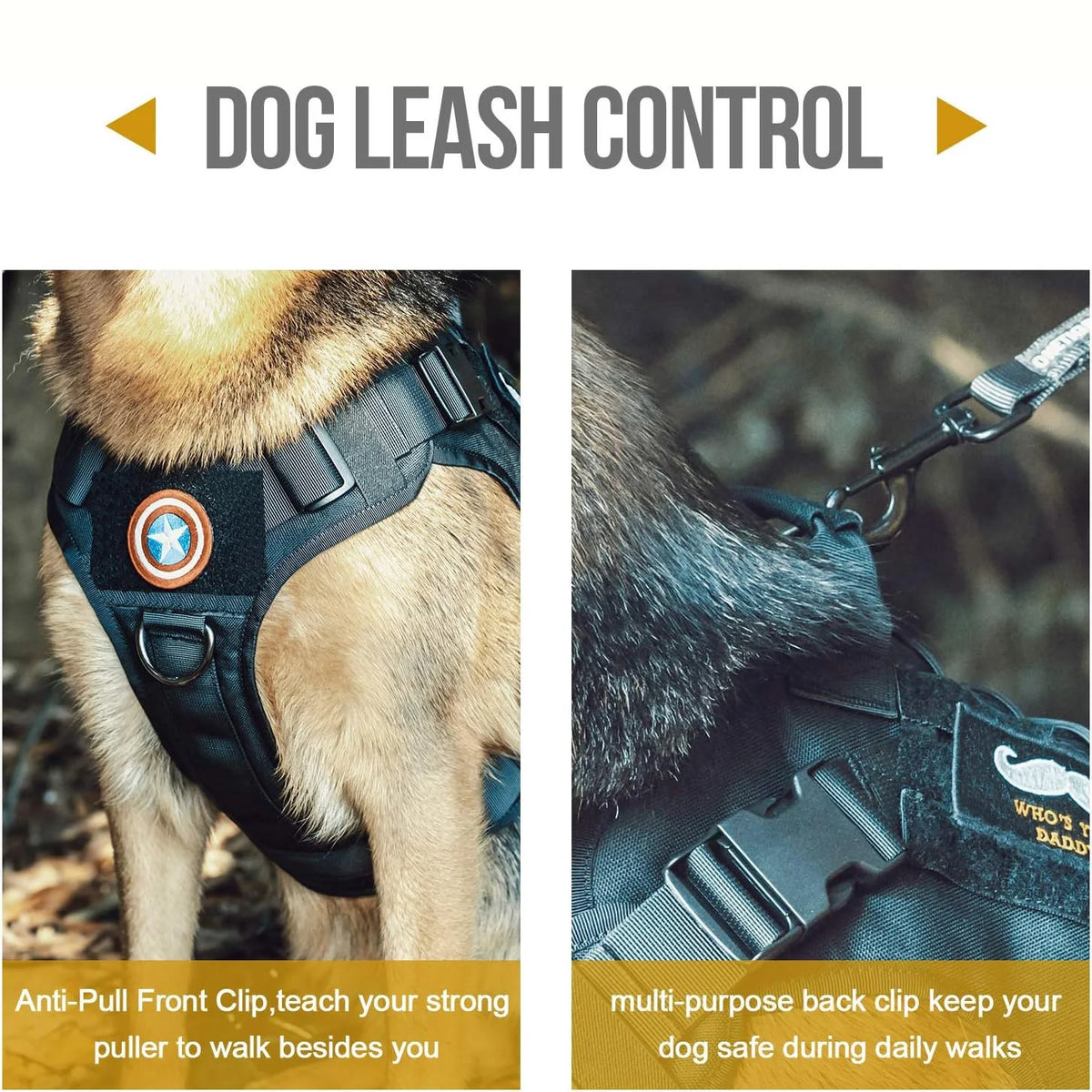Harnais Tactique pour Chien avec Poignée – Gilet Anti-Traction Réglable, Panneaux Molle et Patch ID