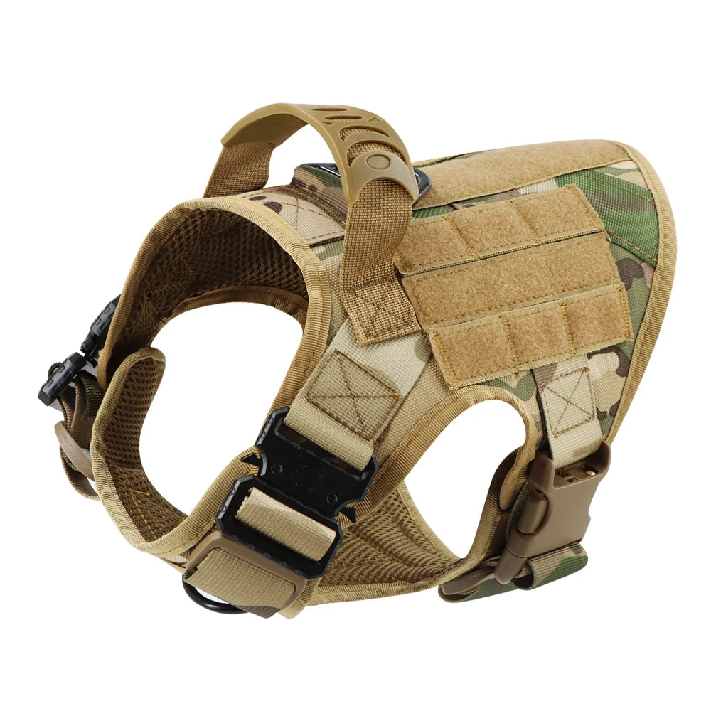 Harnais Tactique Grand Chien avec Laisse et Collier – Pochettes Molle, Berger Allemand et Grandes Races