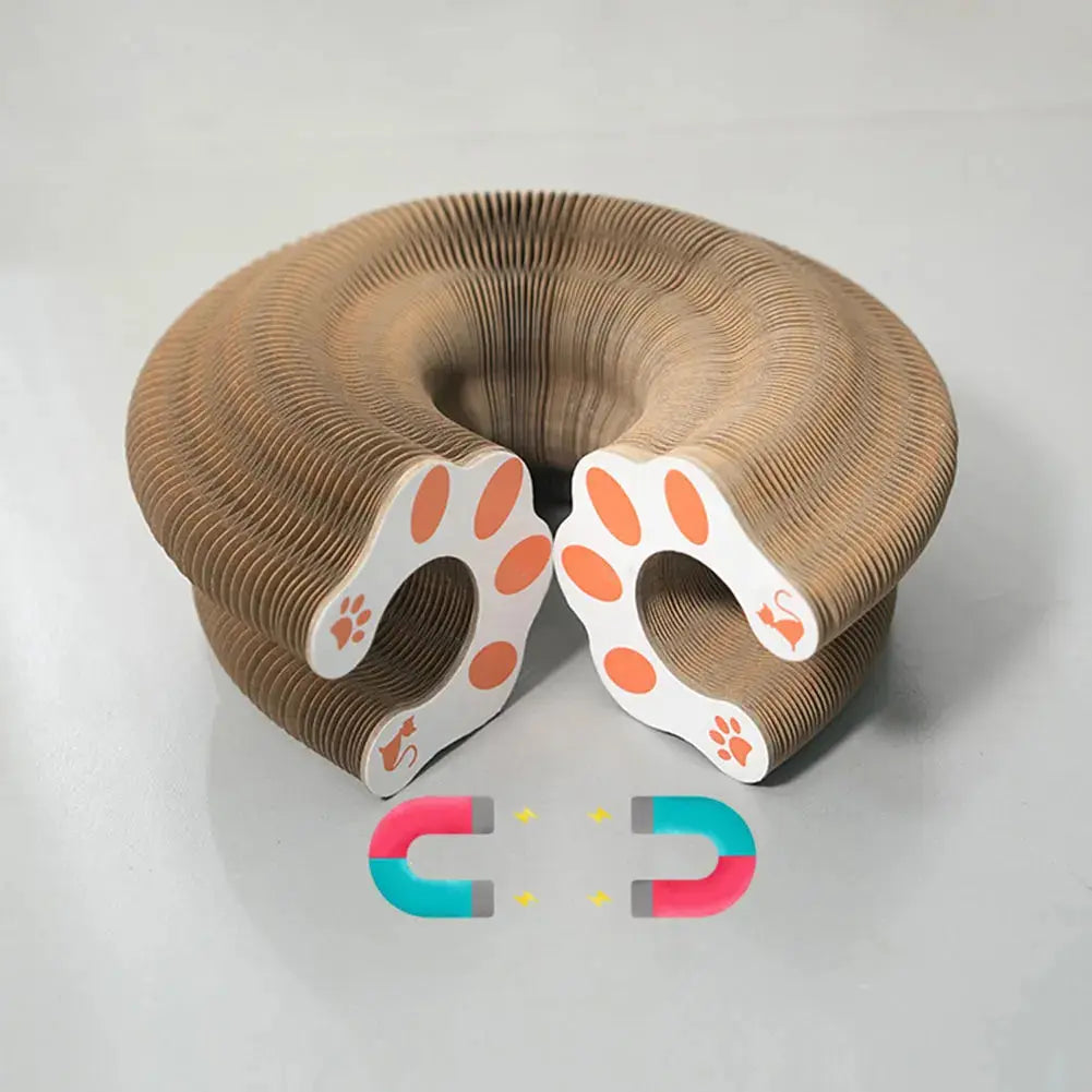 Jeu à griffer accordéon pour chat, carton ondulé pliable, amusant & relaxant