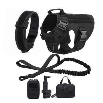 Harnais Tactique Grand Chien avec Laisse et Collier – Pochettes Molle, Berger Allemand et Grandes Races
