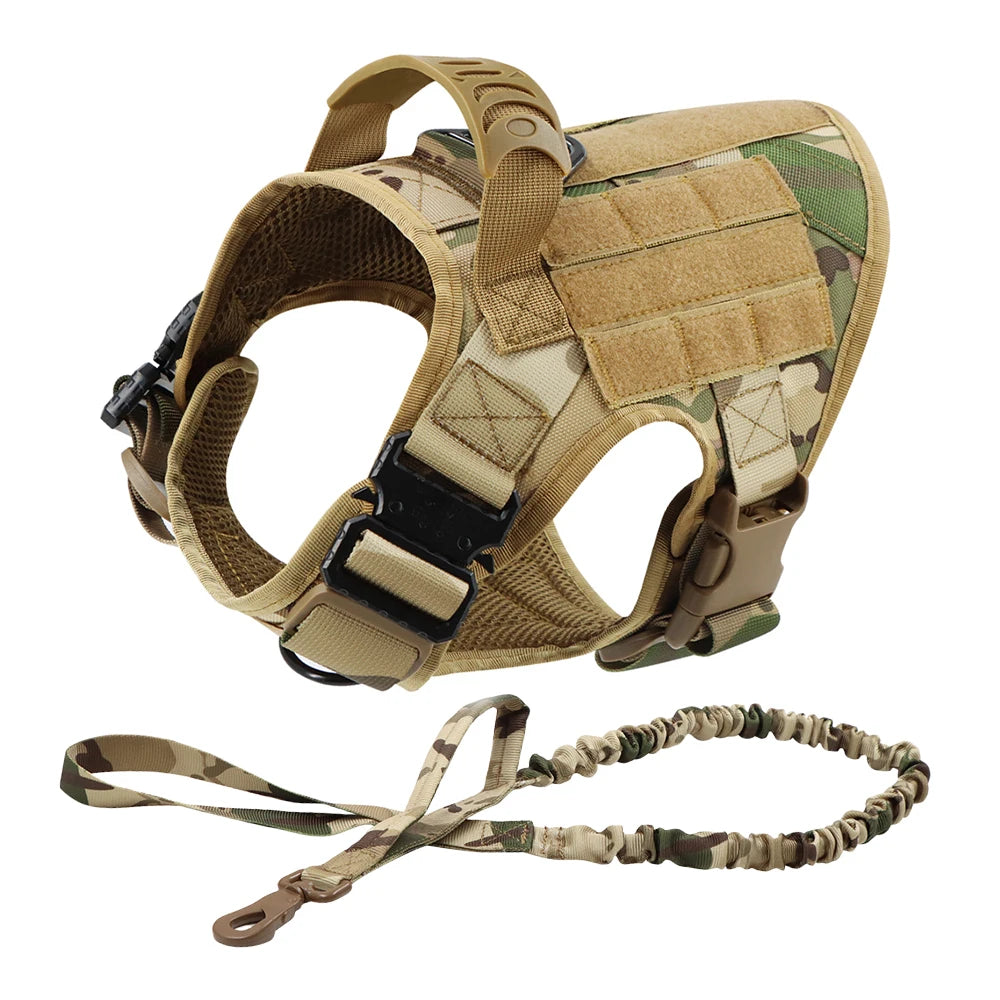 Harnais Tactique Grand Chien avec Laisse et Collier – Pochettes Molle, Berger Allemand et Grandes Races