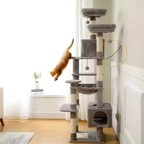 Arbre à Chat XXL Turnpike 200 – Stabilité, Confort et Design pour Grands Chats gestionproduitsannimaux