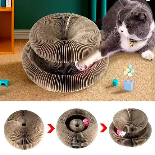 Griffoir pour Chat - Planche d'Orgue Magique - Carton Ondulé - Jouet Interactif avec Balle - Pliable et Modulable - Respectueux de l'Environnement gestionproduitsannimaux
